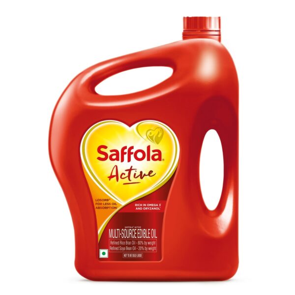 Saffola Active Refined Cooking oil | Blended Rice Bran & SoyaBean oil | Pro Weight Watchers | 5 Litre jar