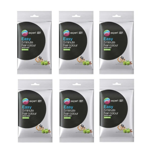 Godrej Black Naturals Ammonia Free Hair Color Deep Black 20g -Pack - 12 Pcs