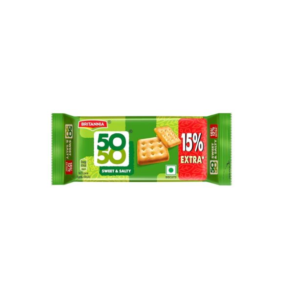 Britannia 50-50 Sweet & Salty Biscuits, 40G, Light Brown 12Pcs Pack