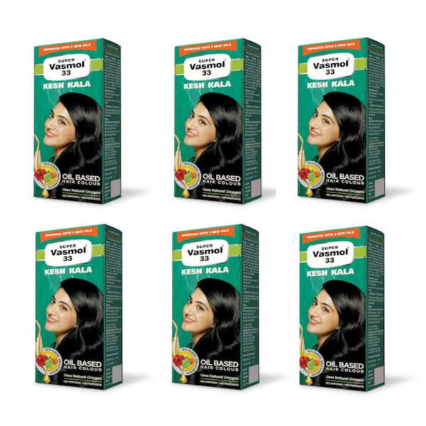 Super Vasmol 33 Kesh Kala Oil Based Hair Colour 50ml -Pack - 12 Pcs