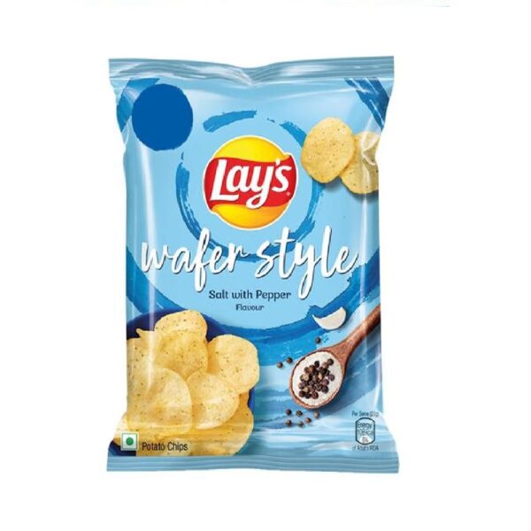 Lay's Wafer Style Salt with Pepper Potato Chips, 23g Pack - 12Pcs