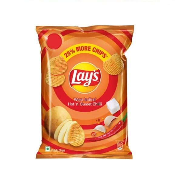 Lay's West Indies Hot and Sweet Crunchy Chilli Chips 66gm Pack - 12Pcs