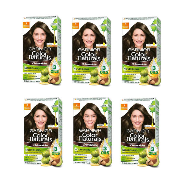 Garnier Color Naturals Creme Riche Hair Color (Darkest Brown) 70ml -Pack - 6 Pcs