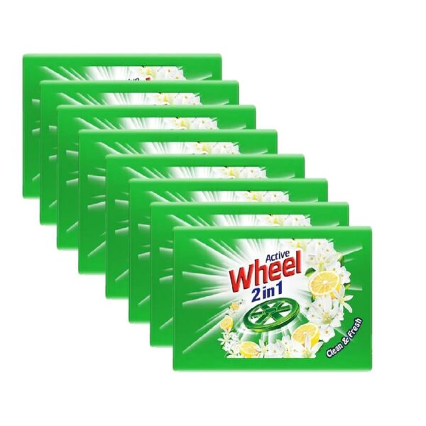 Wheel Active 2-in-1 Clean & Fresh Detergent Bar, 240g, Green (8, Pack of 8)