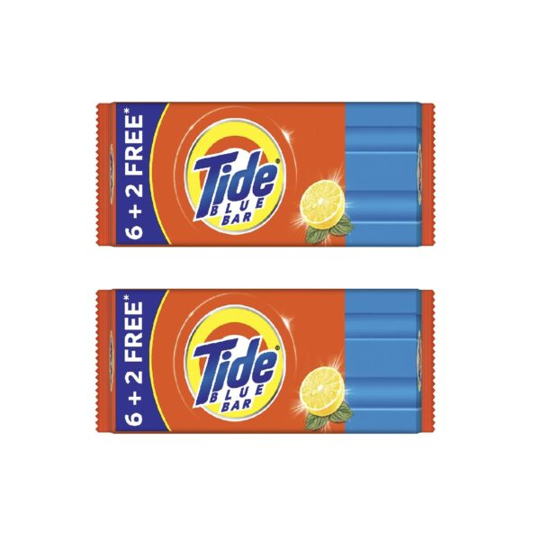 Tide Blue Detergent Bar Soap, Super Value Pack of 8 Bars, Removes Tough Stains, 1.6 kg