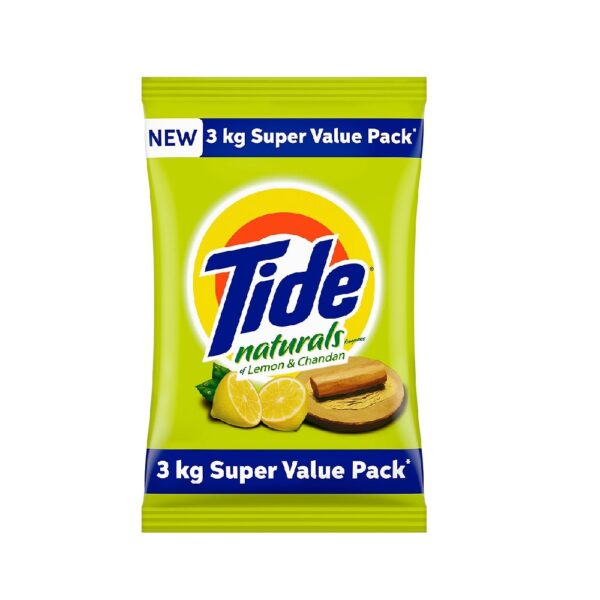 Tide Naturals Detergent Powder  Lemon And Chandan- 3kg Pack  - 12 Pack