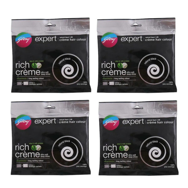 Godrej Expert Rich Cr Me Ammonia Free Hair Colour Natural Black 20g -Pack - 12 Pcs