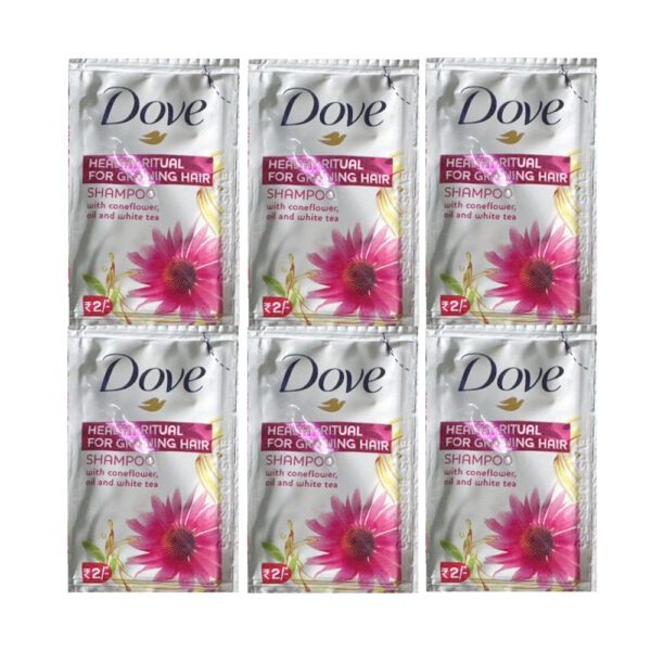 Dove healthy ritual for growing hair shampoo with cornflower oil & white tea 2/- - Sachet Pack -  32 Pcs