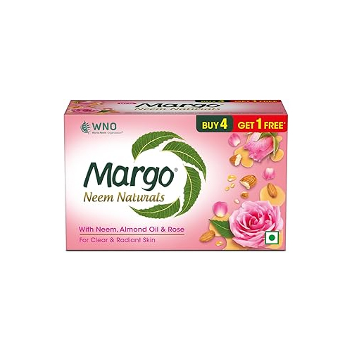Margo Neem Naturals With Neem Almonds Oil Rose 100G (Pack of 5) - 1 Carton