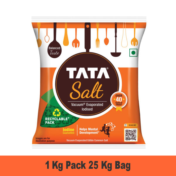 Tata Salt 1kg Pack - 25 Kg - Bag
