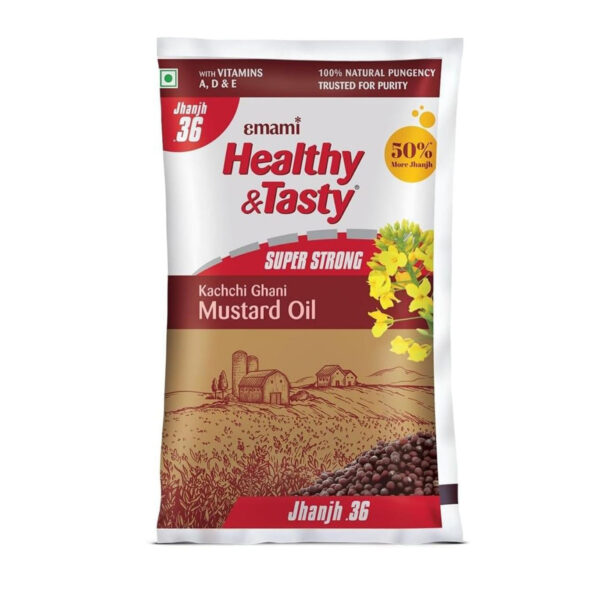 Emami Healthy & Tasty Mustard Oil Strong 850ml Pouch - 16 Pcs